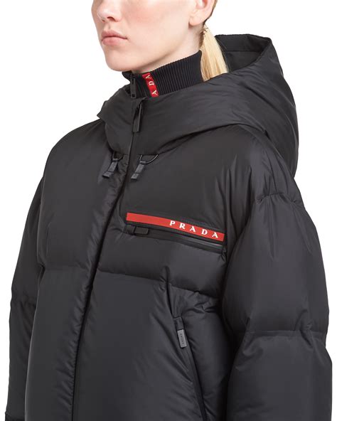 prada nylon coat womens|Prada nylon cropped puffer jacket.